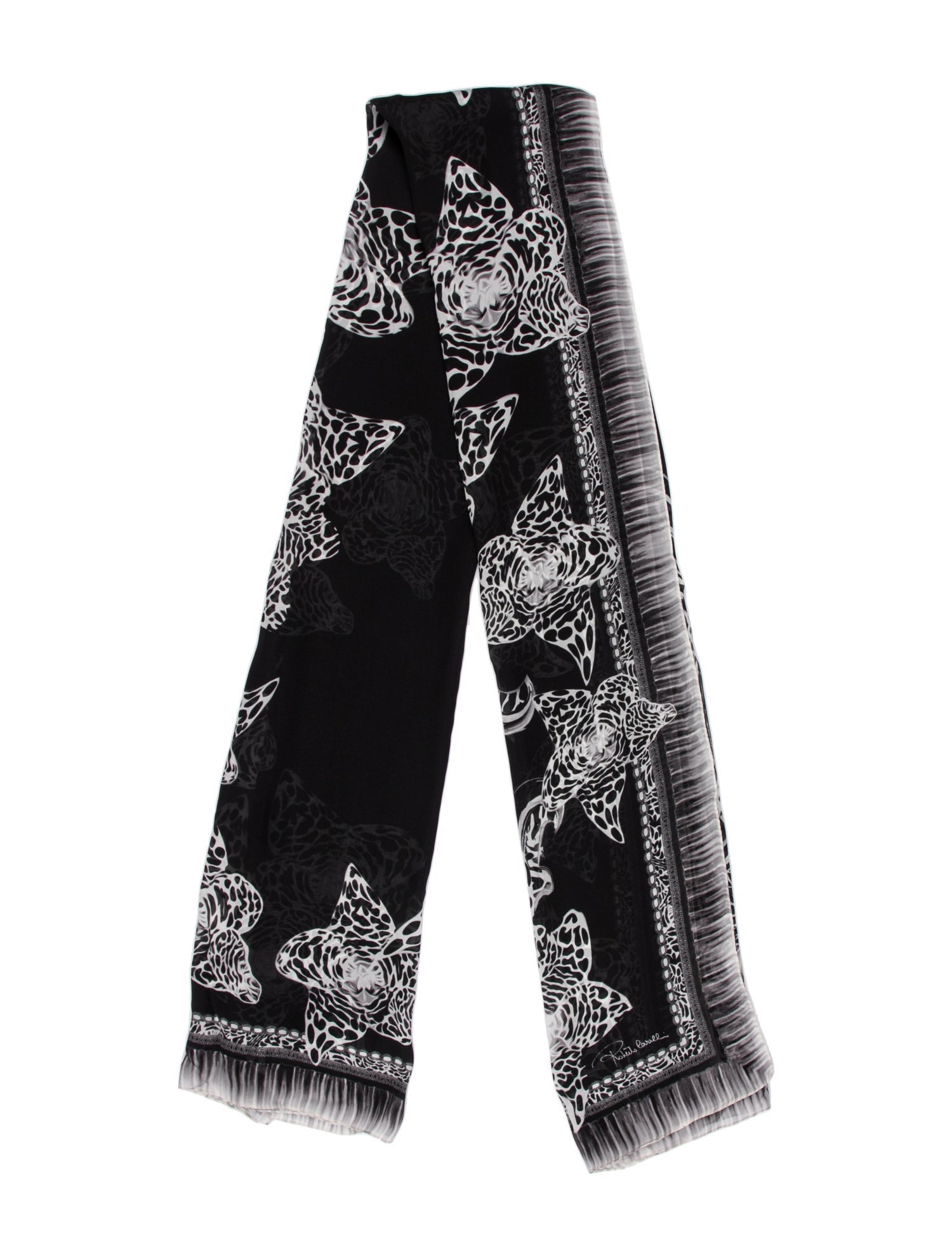 Roberto Cavalli Silk Floral Print Scarf
