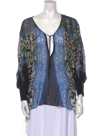 Roberto Cavalli Printed V-Neck Blouse
