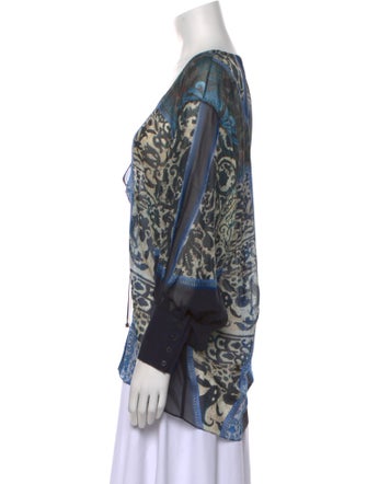 Roberto Cavalli Printed V-Neck Blouse