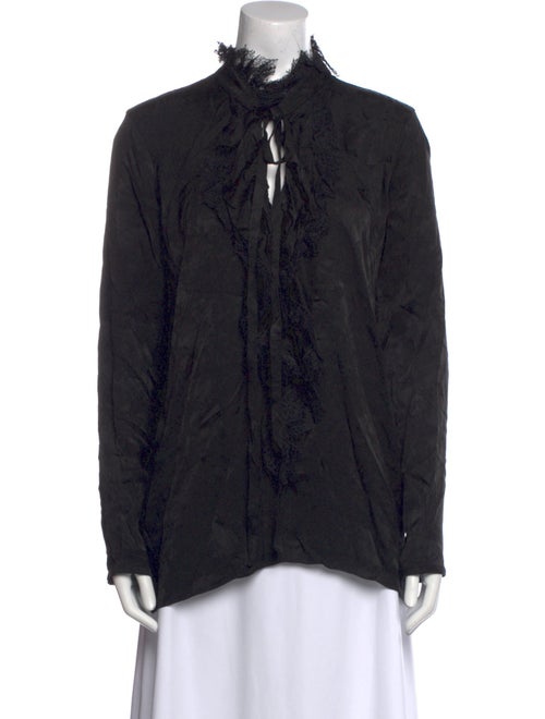 Roberto Cavalli Silk Mock Neck Button-Up Top