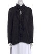 Roberto Cavalli Silk Mock Neck Button-Up Top