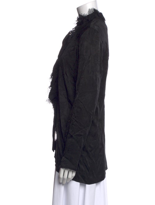 Roberto Cavalli Silk Mock Neck Button-Up Top