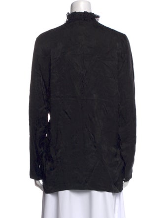 Roberto Cavalli Silk Mock Neck Button-Up Top