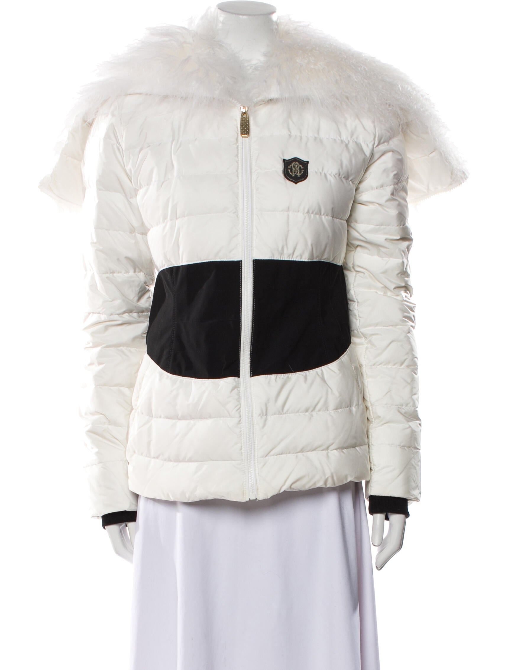 Roberto Cavalli Colorblock Pattern Down Jacket