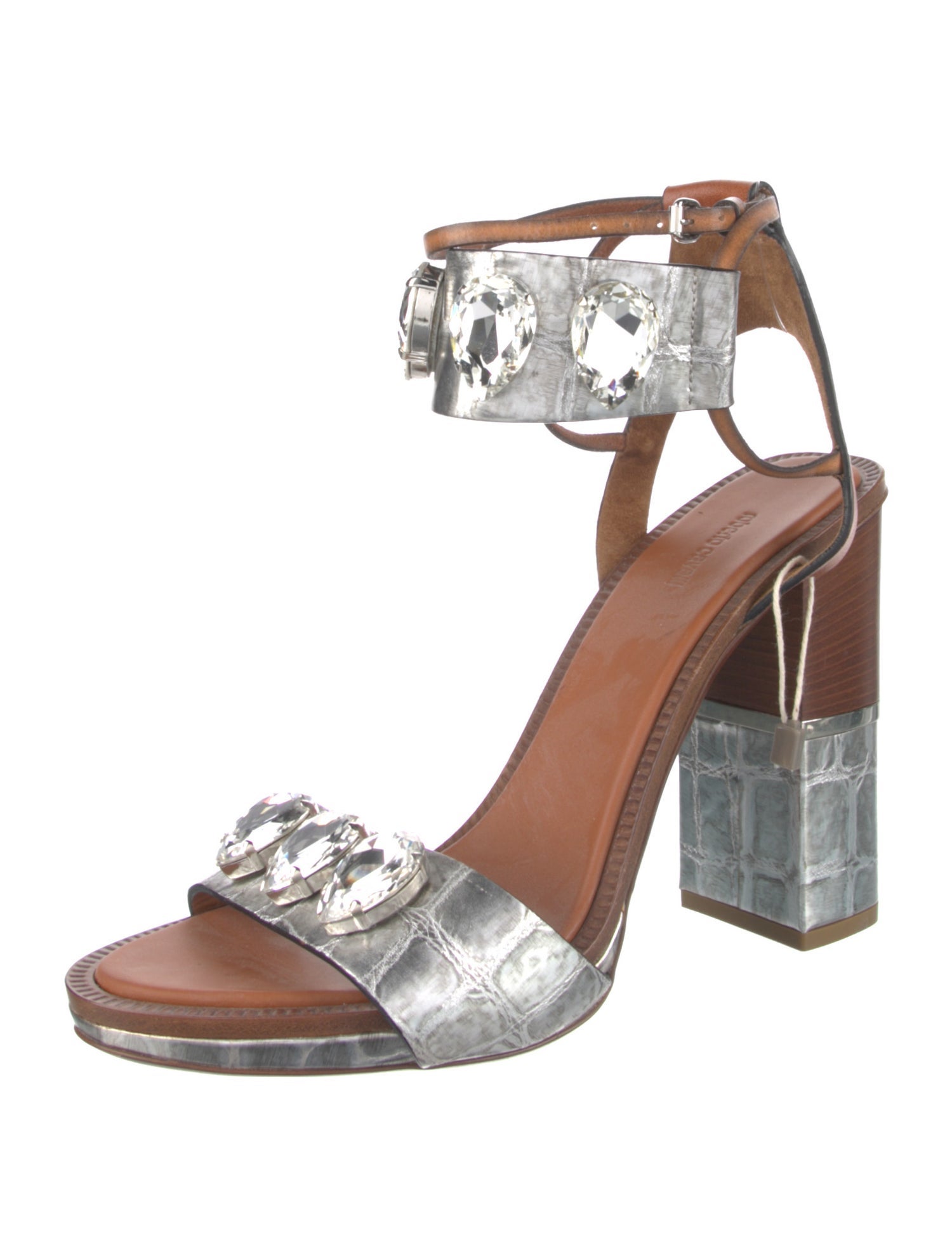 Roberto Cavalli Leather Colorblock Pattern Sandals