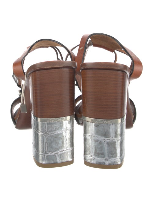 Roberto Cavalli Leather Colorblock Pattern Sandals