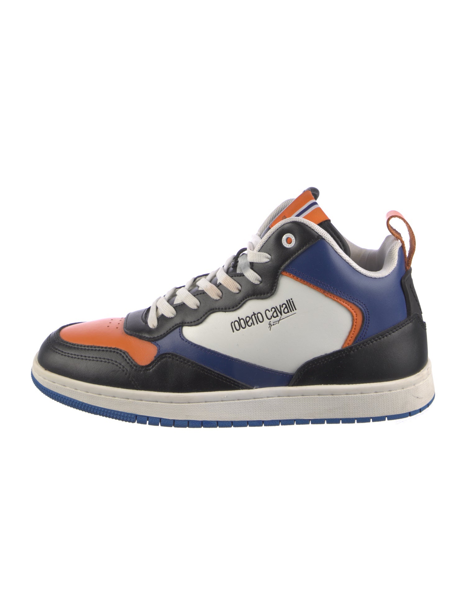 Roberto Cavalli Leather Colorblock Pattern Sneakers