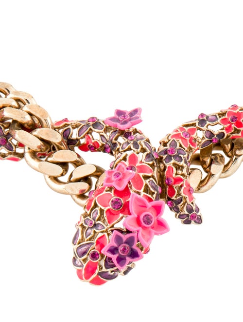 Roberto Cavalli Crystal & Enamel Floral Serpent Choker Necklace