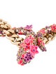 Roberto Cavalli Crystal & Enamel Floral Serpent Choker Necklace