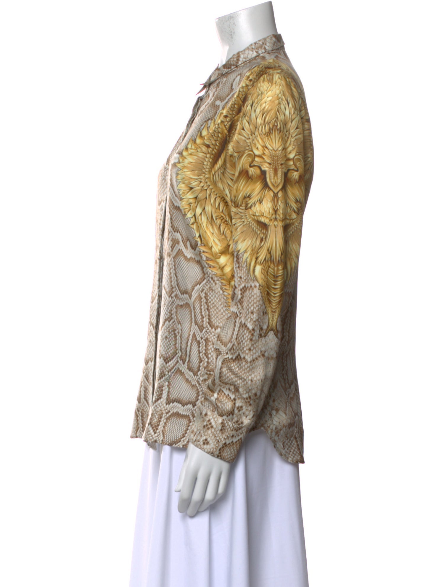 Roberto Cavalli Silk Animal Print Button-Up Top