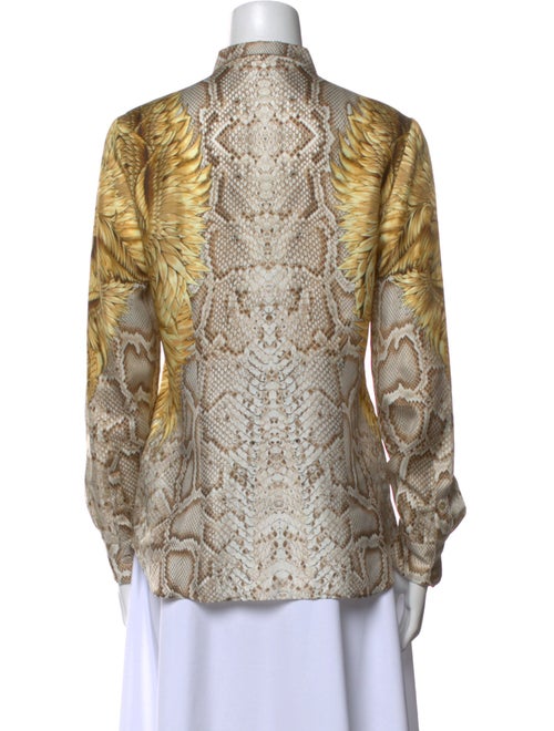 Roberto Cavalli Silk Animal Print Button-Up Top