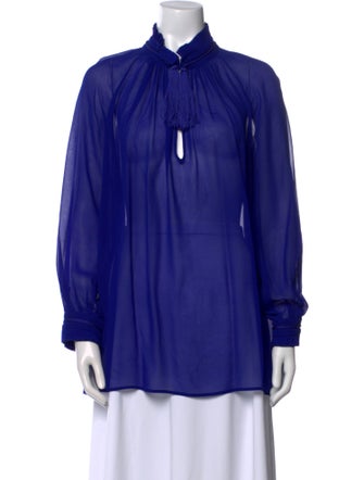 Roberto Cavalli Silk Mock Neck Blouse