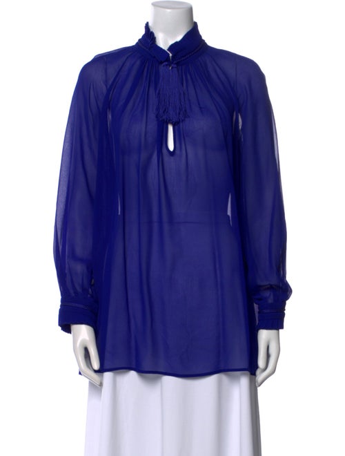 Roberto Cavalli Silk Mock Neck Blouse