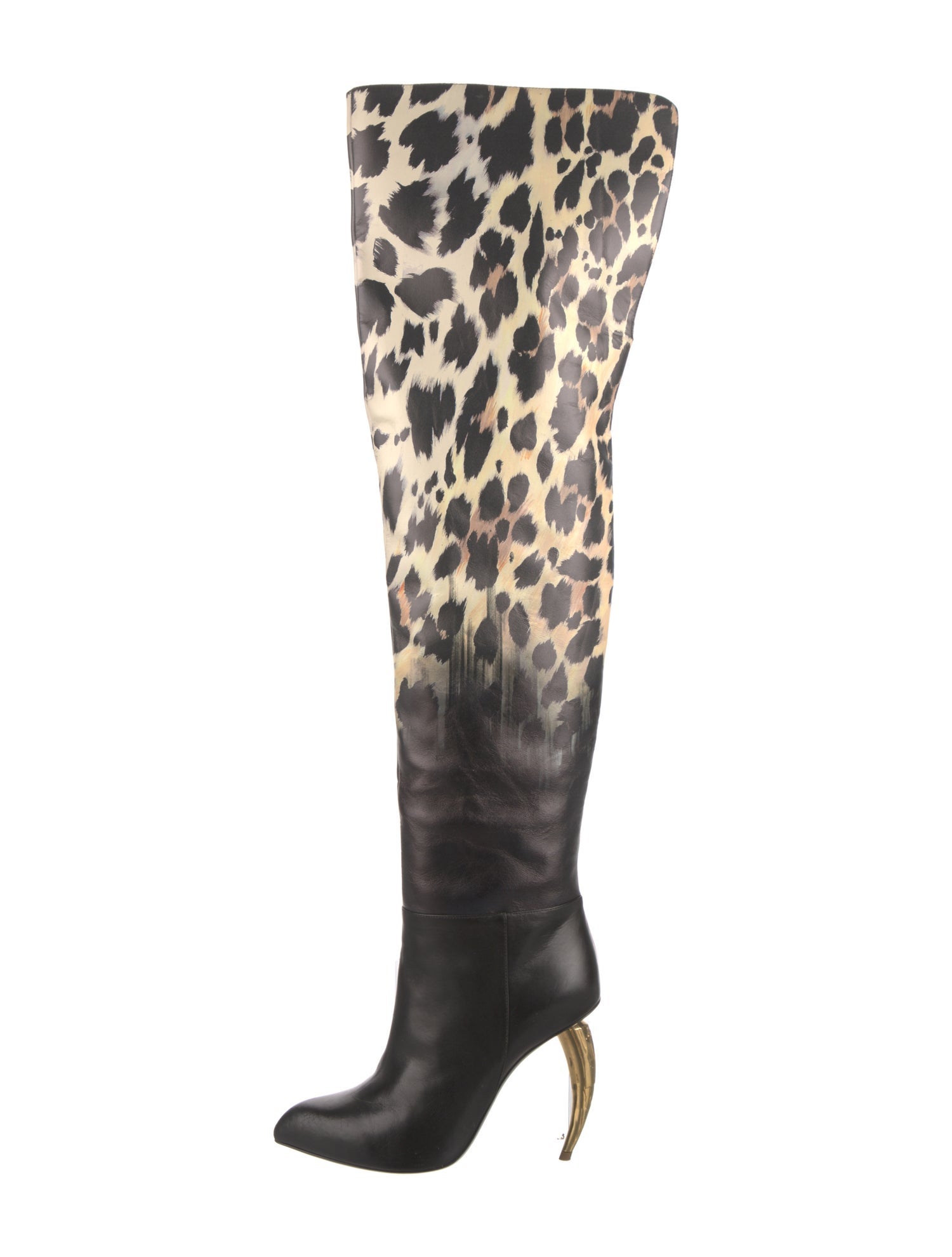 Roberto Cavalli Leather Animal Print Boots