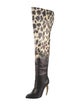 Roberto Cavalli Leather Animal Print Boots