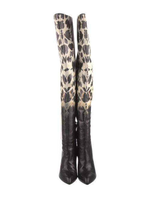 Roberto Cavalli Leather Animal Print Boots
