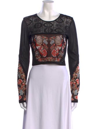 Roberto Cavalli Paisley Print Scoop Neck Sweater