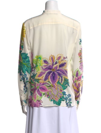 Roberto Cavalli Silk Floral Print Button-Up Top