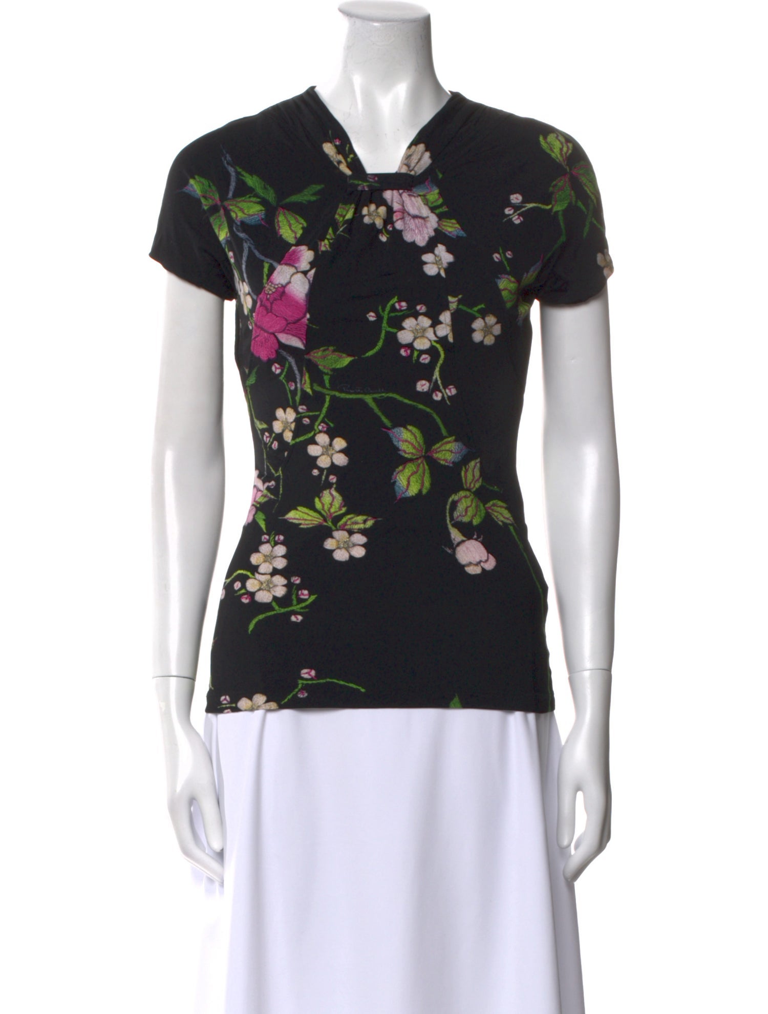 Roberto Cavalli Floral Print V-Neck Top