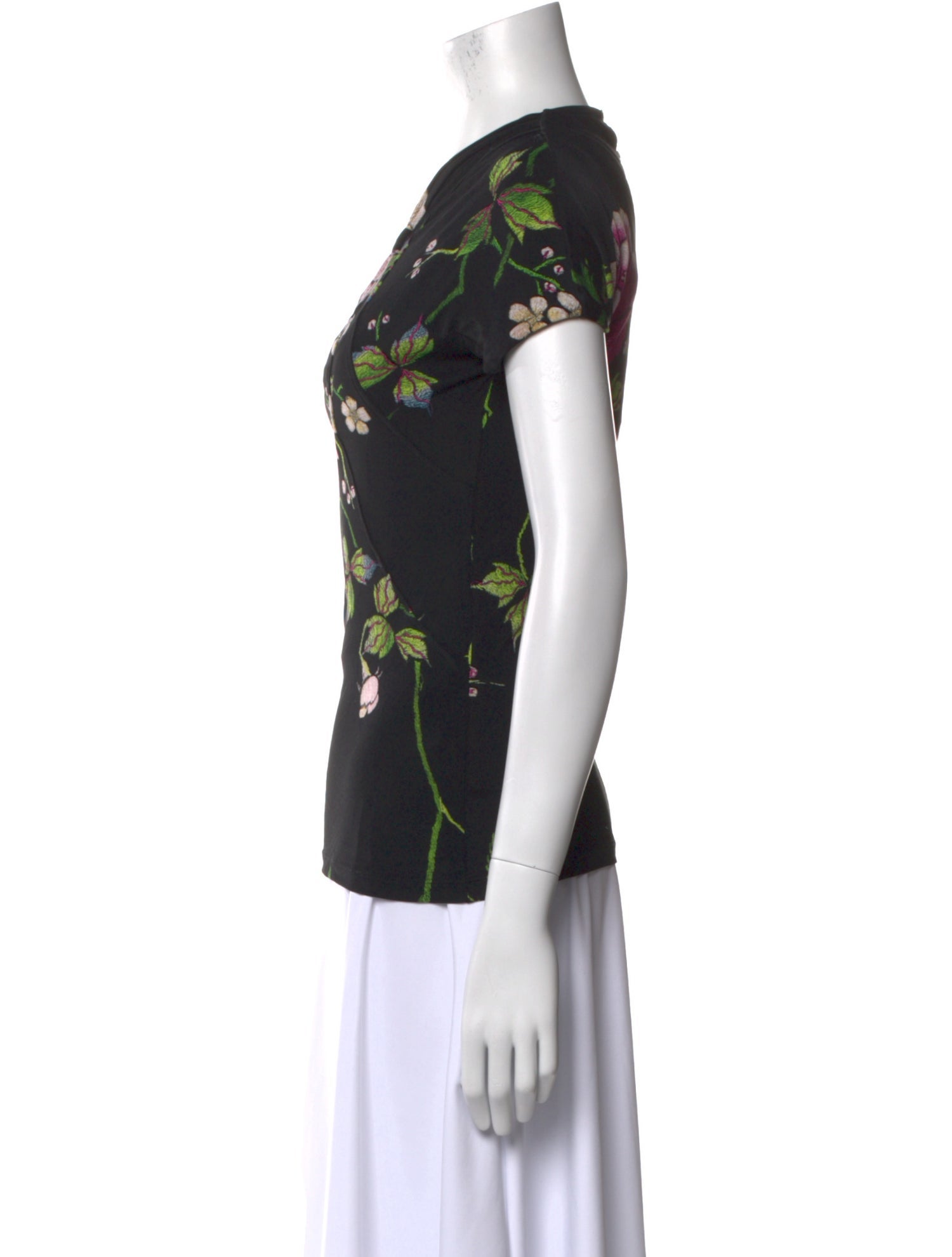 Roberto Cavalli Floral Print V-Neck Top