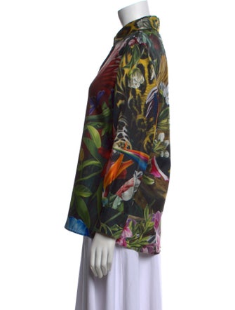 Roberto Cavalli Printed Long Sleeve Button-Up Top
