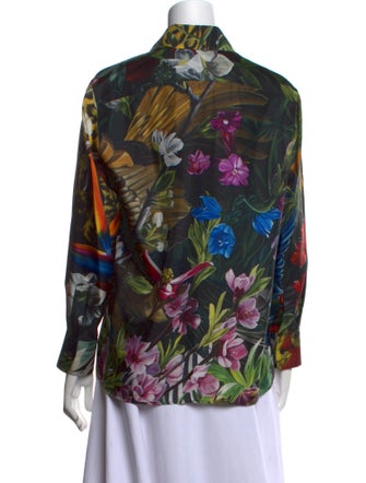 Roberto Cavalli Printed Long Sleeve Button-Up Top
