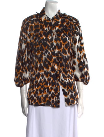 Roberto Cavalli Silk Animal Print Button-Up Top