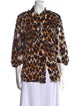 Roberto Cavalli Silk Animal Print Button-Up Top