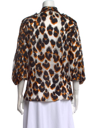 Roberto Cavalli Silk Animal Print Button-Up Top