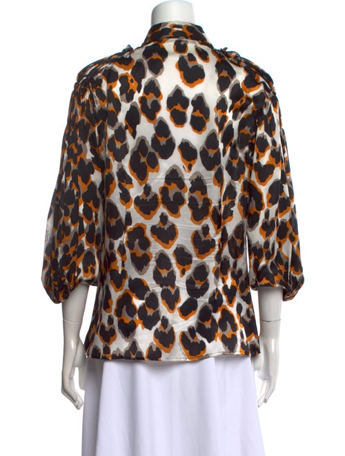 Roberto Cavalli Silk Animal Print Button-Up Top