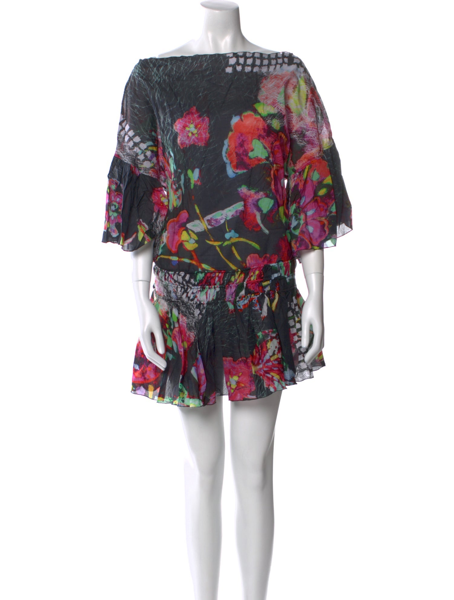 Roberto Cavalli Floral Print Bateau Neckline Tunic