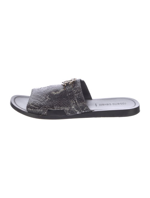 Roberto Cavalli Snakeskin Animal Print Slides