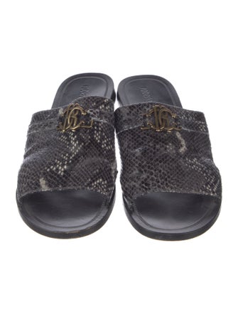 Roberto Cavalli Snakeskin Animal Print Slides