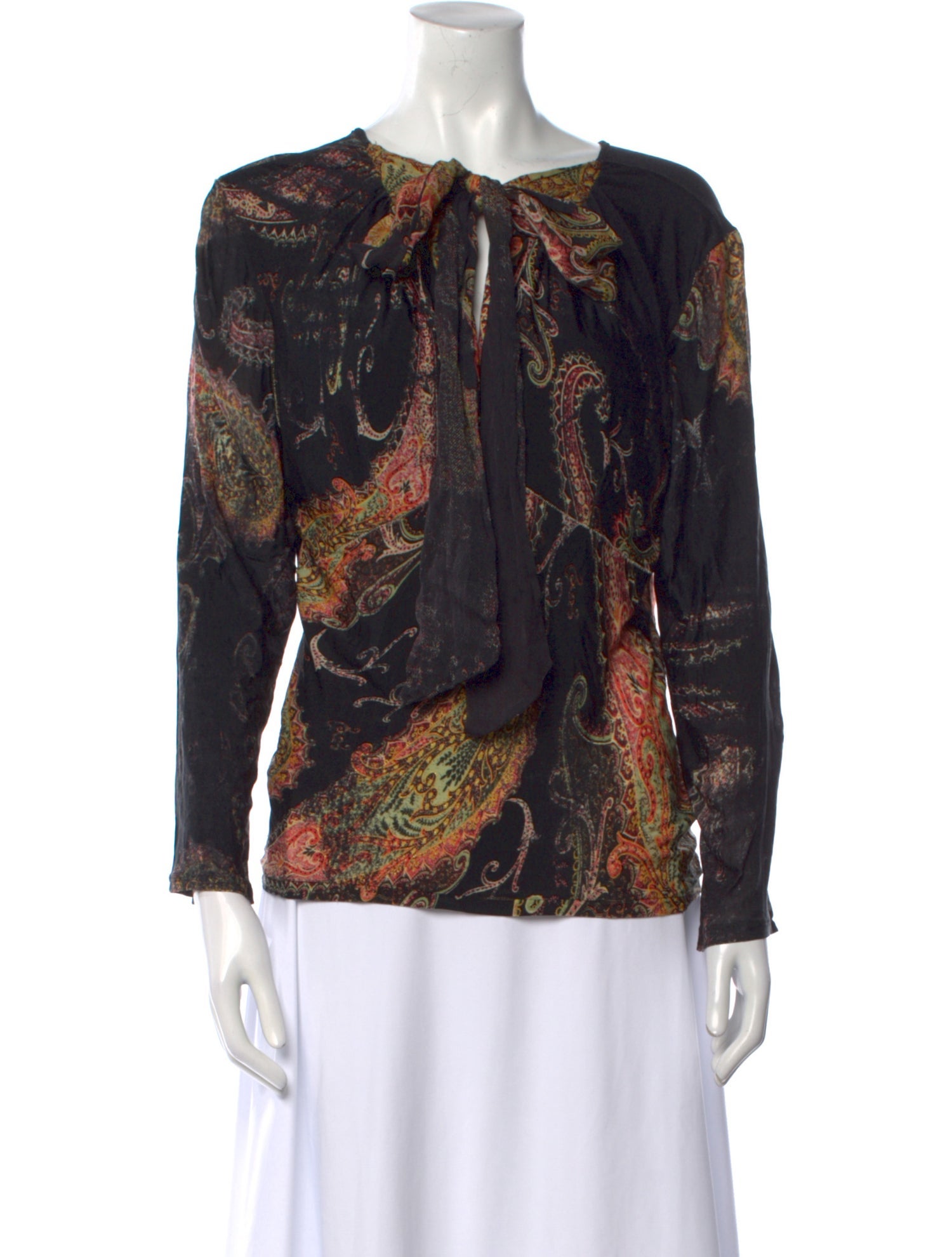 Roberto Cavalli Printed Bateau Neckline Blouse