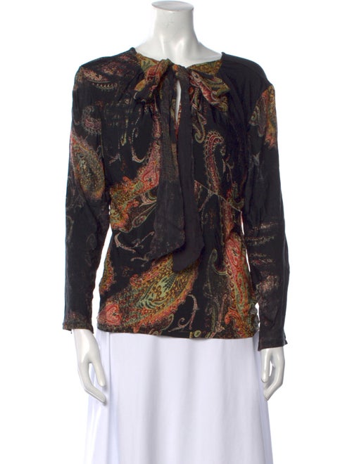 Roberto Cavalli Printed Bateau Neckline Blouse