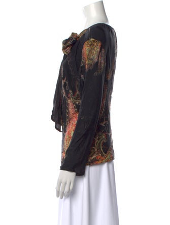 Roberto Cavalli Printed Bateau Neckline Blouse