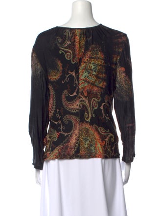 Roberto Cavalli Printed Bateau Neckline Blouse