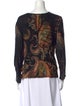 Roberto Cavalli Printed Bateau Neckline Blouse