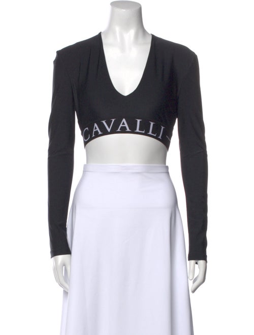 Roberto Cavalli Nylon V-Neck Crop Top