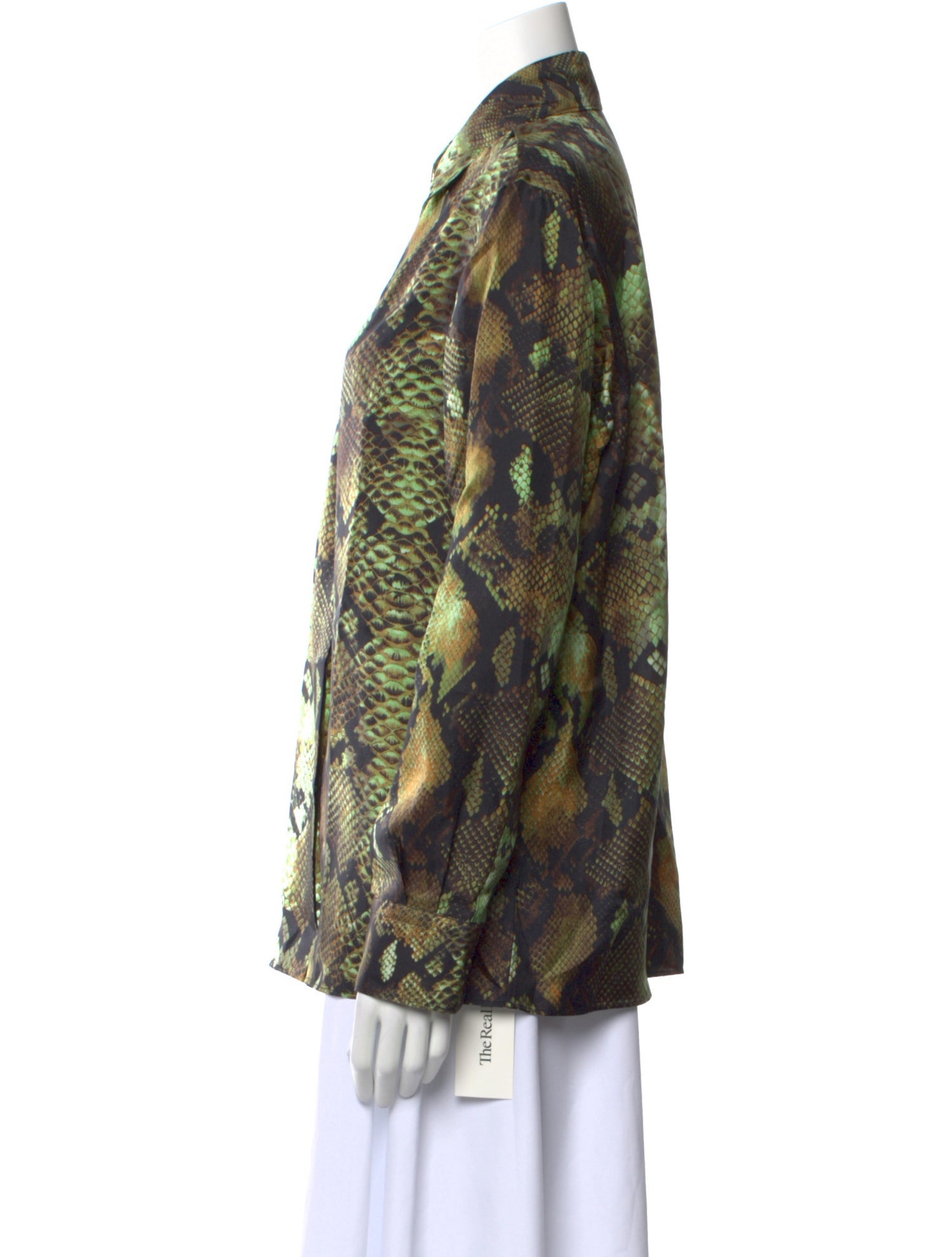 Roberto Cavalli Silk Animal Print Button-Up Top