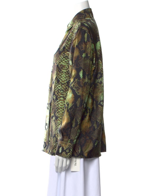 Roberto Cavalli Silk Animal Print Button-Up Top