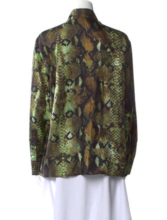 Roberto Cavalli Silk Animal Print Button-Up Top