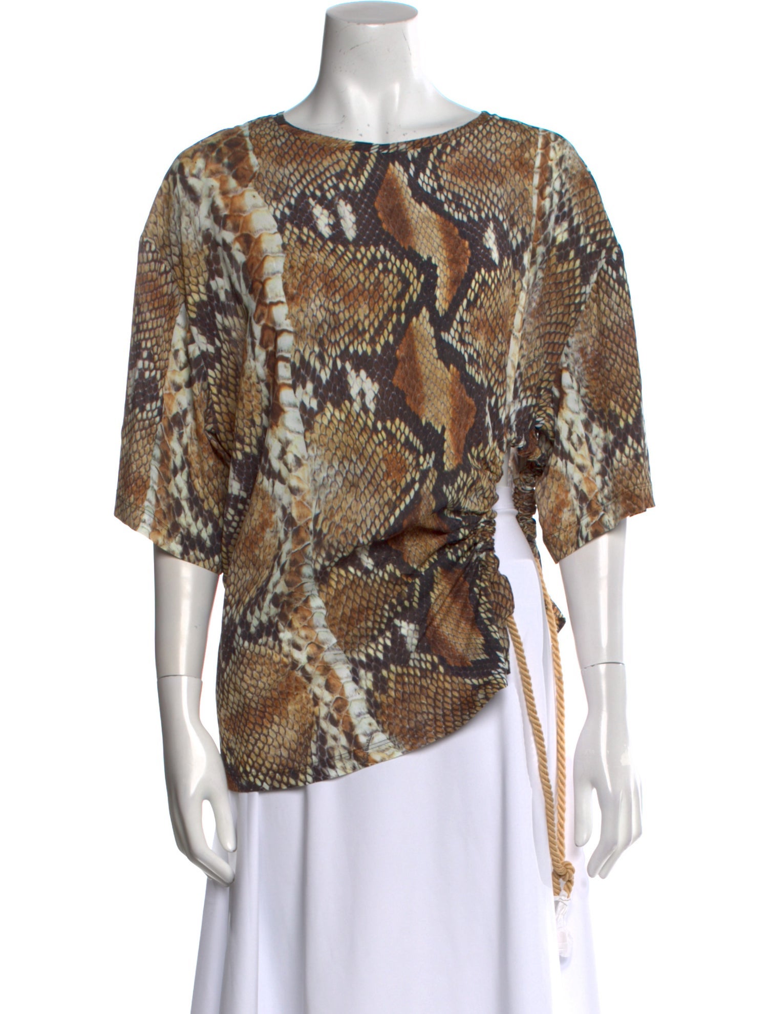 Roberto Cavalli Animal Print Bateau Neckline T-Shirt