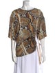 Roberto Cavalli Animal Print Bateau Neckline T-Shirt