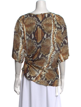 Roberto Cavalli Animal Print Bateau Neckline T-Shirt