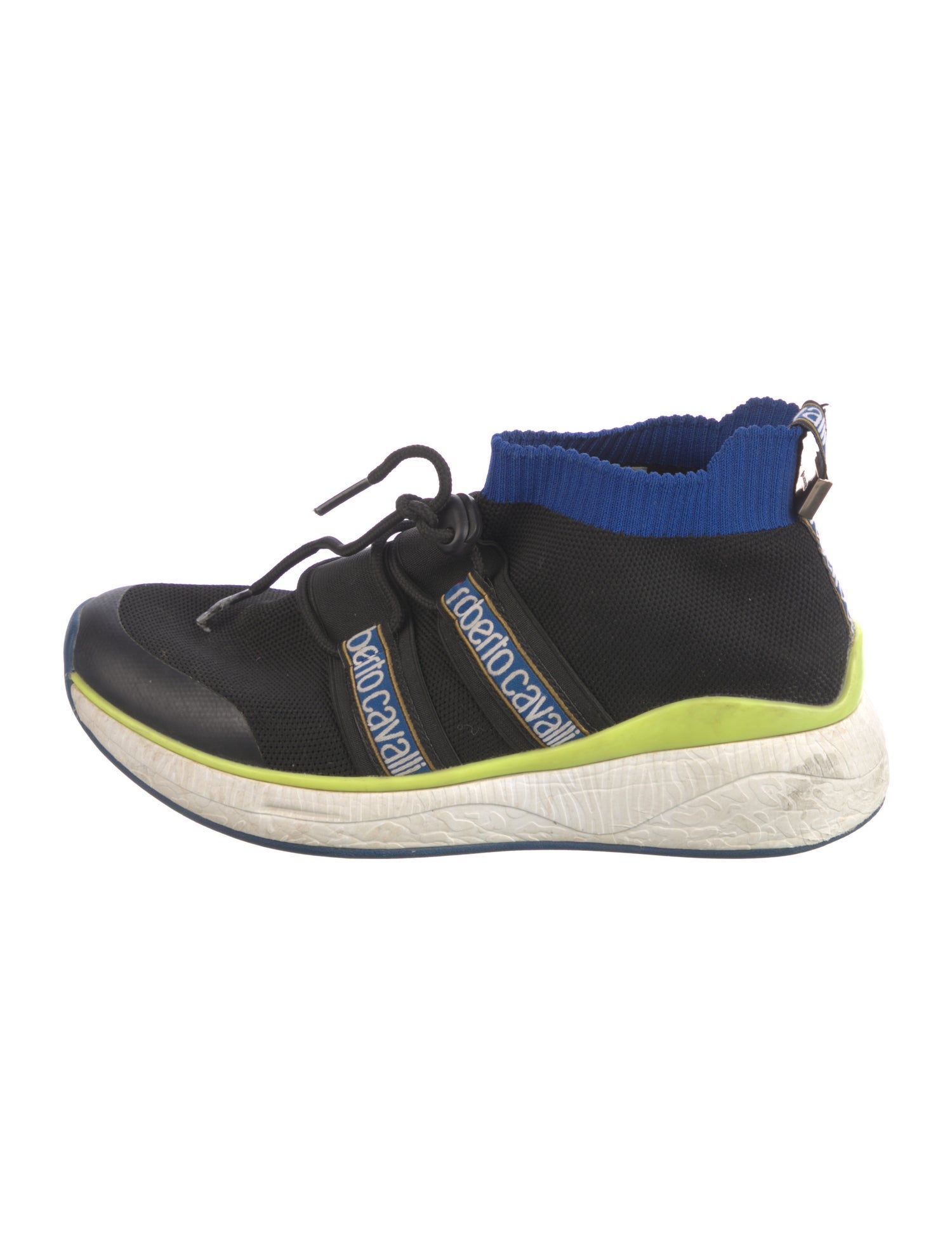 Roberto Cavalli Leather Graphic Print Sneakers