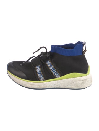 Roberto Cavalli Leather Graphic Print Sneakers