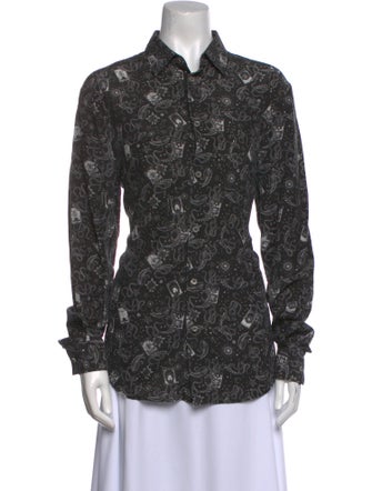 Roberto Cavalli Printed Long Sleeve Button-Up Top