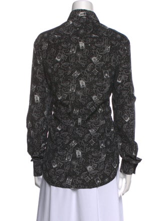 Roberto Cavalli Printed Long Sleeve Button-Up Top