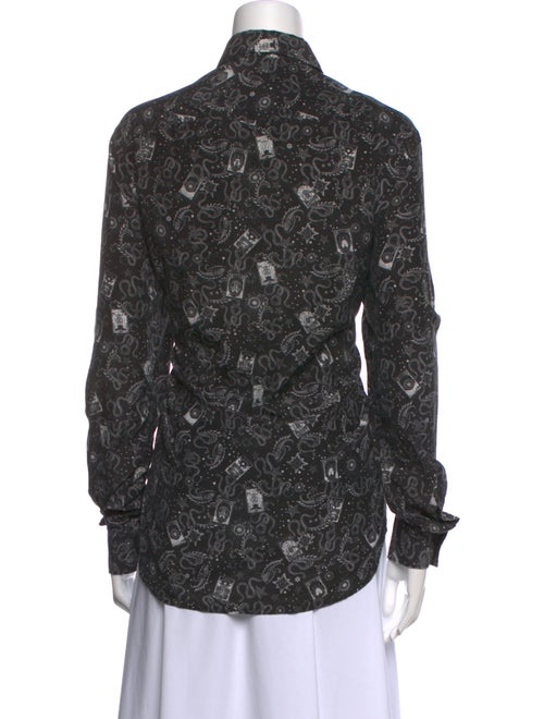 Roberto Cavalli Printed Long Sleeve Button-Up Top